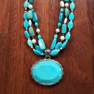 Barse Turquoise and Pearl Necklace